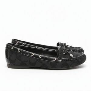 Coach Rinna Jacquard Driving Moccasins Black Signature Monogram Logo Flats 6.5